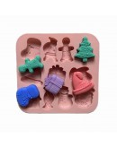 Силиконова форма за коледни сладки и шоколад силиконов коледен молд с 11 различни фигурки